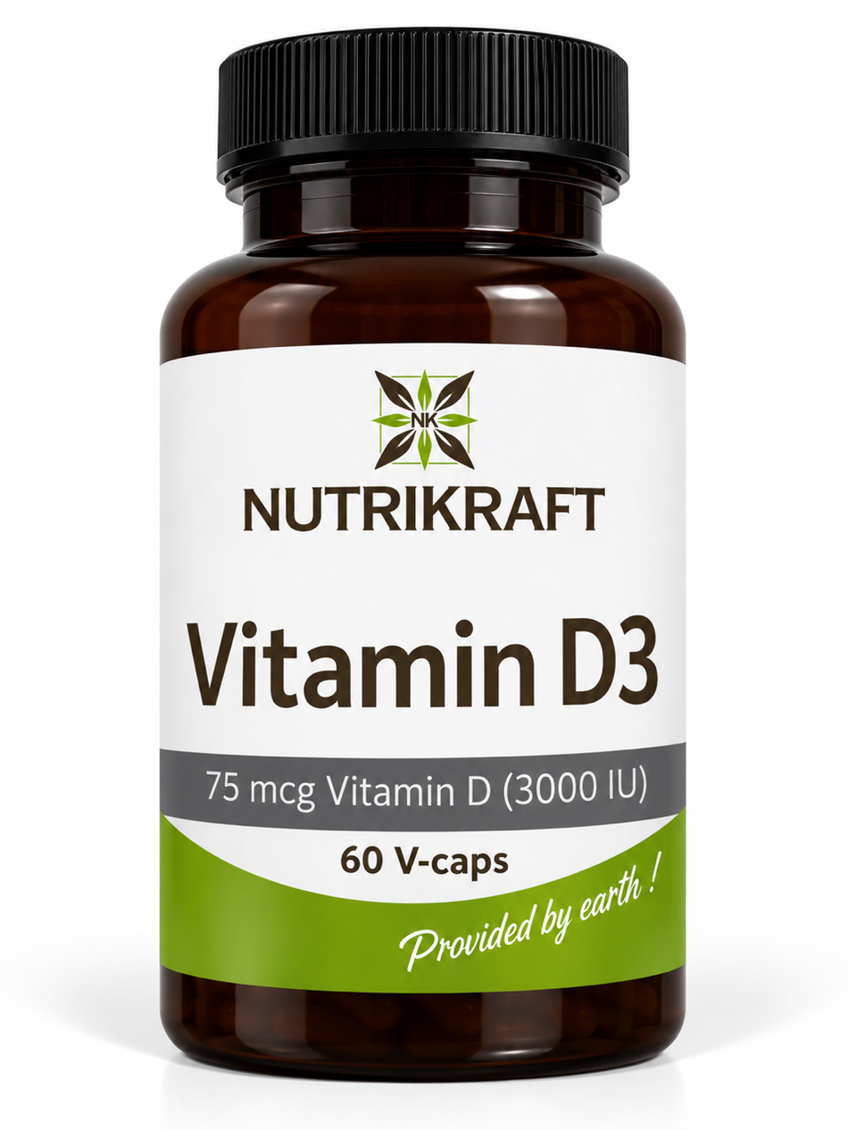 Vitamine D3 3000 UI – 60 Capsules | Immunité, Os & Muscles – Nutrikraft